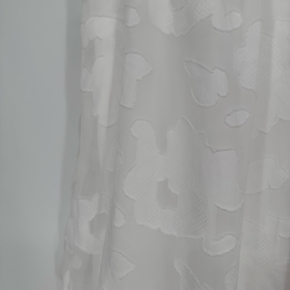 LC Lauren Conrad White Floral Flutter Cap Sleeve Blouse Medium Ruffle Trim Top - Picture 5 of 13